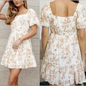 Anthropologie | Blu Pepper Floral Rust/Brown and Ivory Women’s Dress NWT (L)